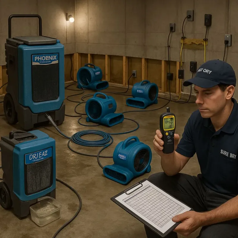 Structural Drying and Dehumidification process in Acton, ME